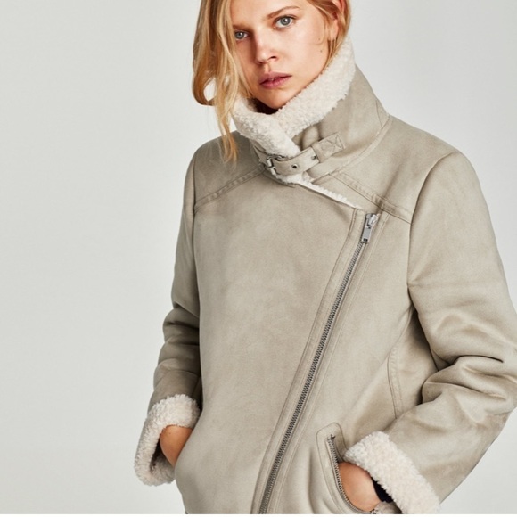 New Zara Textured Warm Biker Jacket - Picture 6 of 13